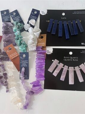 NWT BEAD LANDING 9 Sets Genuine Semi-Precious Stone BEADS Multi Colors Styles